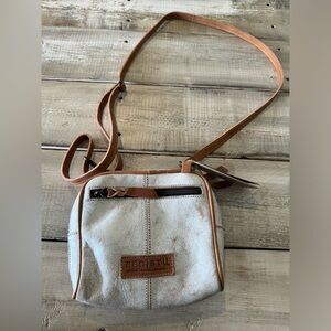 Bed Stu White and Tan Crossbody Bag 7x7